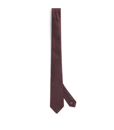Emporio Armani Silk Woven Geometric Tie In Multi