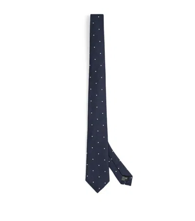Emporio Armani Silk Woven Polka-dot Tie In Blue