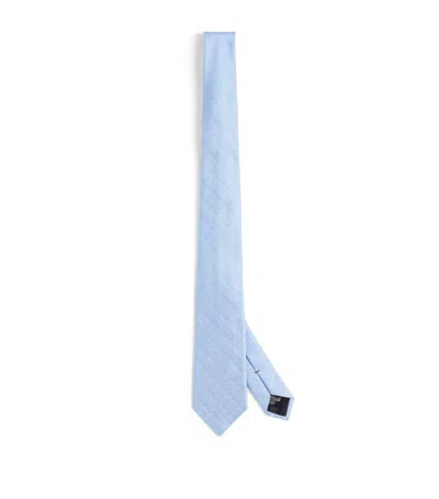 Emporio Armani Silk Woven Tie In Blue