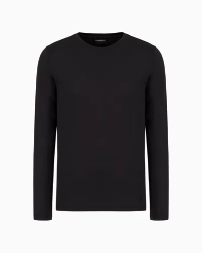 Emporio Armani Silk/cotton Blend Jumper In Black