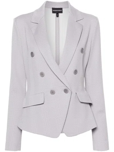 Emporio Armani Singke-breasted Blazer Jacket In Grey