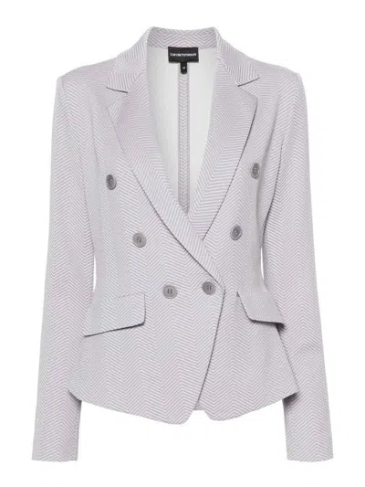 Emporio Armani Singke-breasted Blazer Jacket In Light Grey