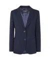 Emporio Armani Womens Single-breasted Notched-lapel Woven Blazer Midnight Blue In Black
