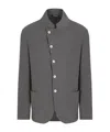 Emporio Armani Guru-collar Jacket With Off-centre Fastening In Bark-effect Armure Fabric In Black
