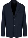 Emporio Armani Single-breasted Jacket In Nylon Seersucker In Blue