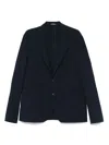 Emporio Armani Textured Finish Suit Jacket With Front Pockets In Blue