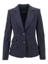 Emporio Armani Stretch Cotton-blend Single-breasted Jacket In Blue