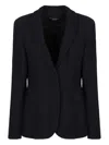 Emporio Armani Chevron Single-breasted Blazer In Black