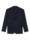 Emporio Armani Notched Lapel Blue Jacket In Blue