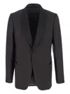 Emporio Armani Brown Single-breasted Jacket With Shawl Revers In Wool Blend Man In Blue