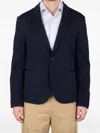 Emporio Armani Seersucker Soft Jacket In Blue