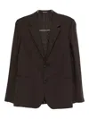 Emporio Armani Linen Single Button Jacket Featuring Pockets In Brown