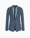 Emporio Armani Single-breasted Blazer Chevron-motif Jersey In Blue