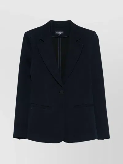 Emporio Armani Single-breasted Blazer Featuring Shoulder Pads In Black