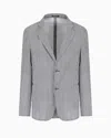 Emporio Armani Einreihiger Blazer Aus Seersucker-gewebe Mit Fischgrat-print In Grau
