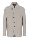Emporio Armani Mens Beige Scuro Melange Chunky-knit Asymmetric Wool-blend Blazer