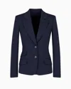 Emporio Armani Single-breasted Blazer In Compact Stretch Cotton In Black