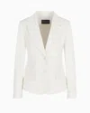 Emporio Armani Single-breasted Blazer In Compact Stretch Cotton In Neutral