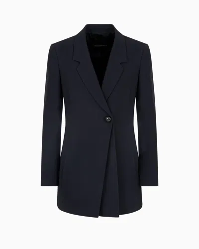 Emporio Armani Single-breasted Blazer In Envers Satin In Black