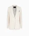 Emporio Armani Single-breasted Blazer In Envers Satin With Jeu De Cartes Detail
