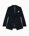 Emporio Armani Single-breasted Blazer In Envers Satin With Jeu De Cartes Detail