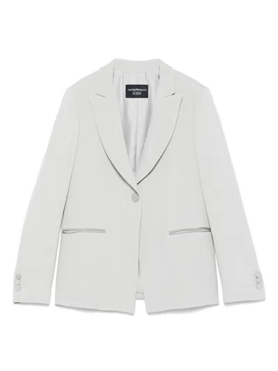 Emporio Armani Tailored Single-breasted Blazer With Rear Vent In Grey