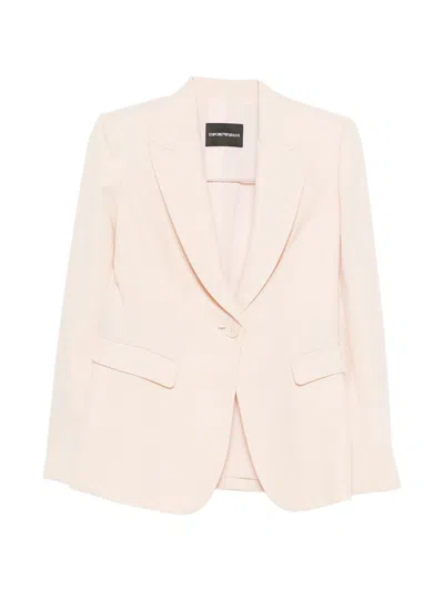 Emporio Armani Single-breasted Jacket In Technical Gabardine In Pink