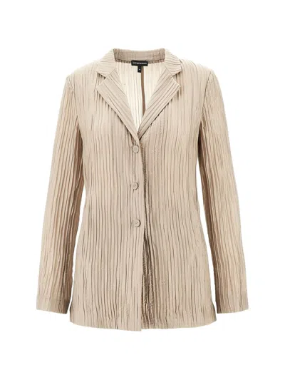 Emporio Armani Single-breasted Blazer Jacket In Neutral