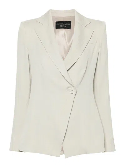 Emporio Armani Single-breasted Blazer Jacket In Beige