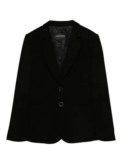 Emporio Armani Single-breasted Blazer Jacket In Black