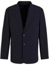 Emporio Armani Blazer Single-breasted Pintuck Detailing In Blue