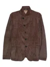 Emporio Armani Single-breasted Blazer Jacket Textured Finish In Brown