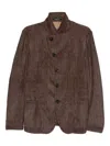 Emporio Armani Single-breasted Blazer Jacket Textured Finish In Brown