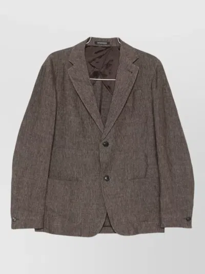 Emporio Armani Single Breasted Blazer Jacket Chest Pocket In Brown