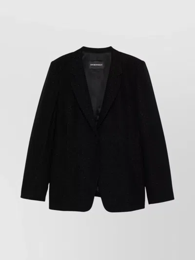 Emporio Armani Single-breasted Blazer Jacket Glitter Finish In Black