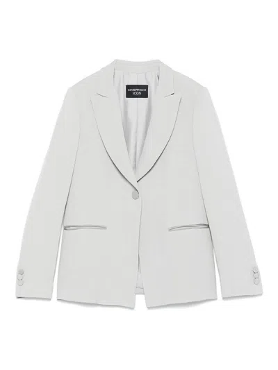 Emporio Armani Tailored Single-breasted Blazer With Rear Vent In Grey