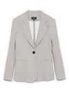 Emporio Armani Single-breasted Blazer With Flap Pockets In Grey