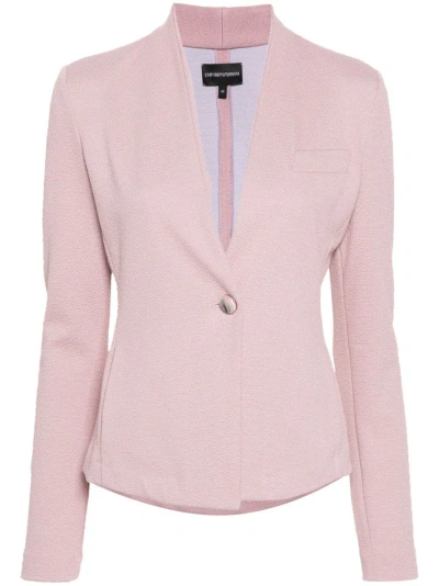 Emporio Armani Single-breasted Jacquard Blazer In Light Pink