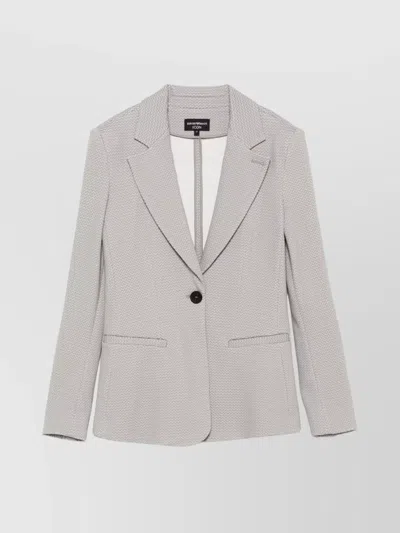 Emporio Armani Single-breasted Blazer With Flap Pockets In Grey