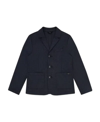 Emporio Armani Single-breasted Blended Suit Jacket In Blue