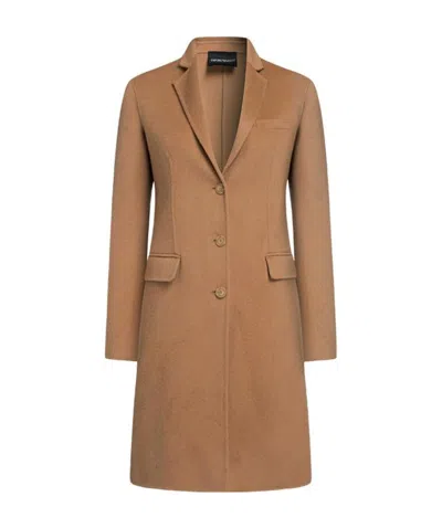 Emporio Armani Single-breasted Coat In Brown