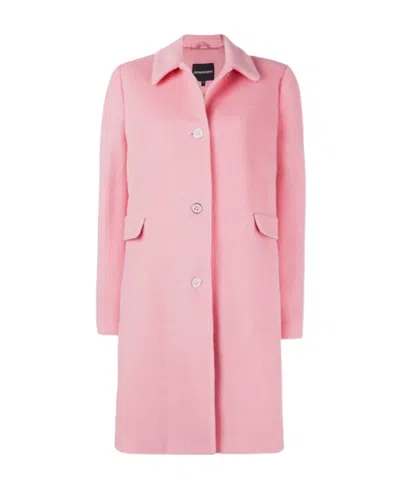 Emporio Armani Single-breasted Coat In Pink