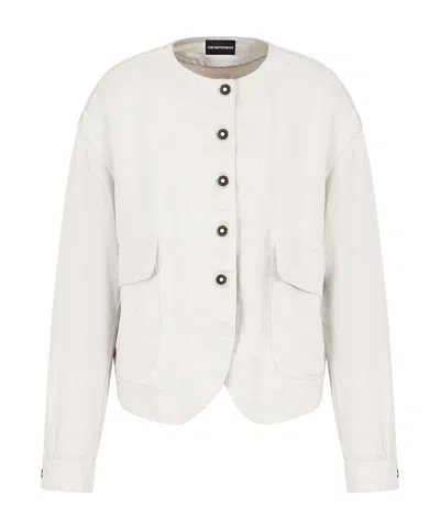 EMPORIO ARMANI SINGLE-BREASTED COLLARLESS JACKET