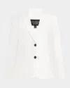 Emporio Armani Single-breasted Contrast Button Blazer In Off White