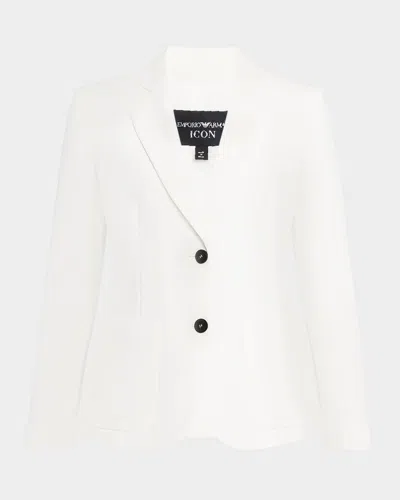 Emporio Armani Single-breasted Contrast Button Blazer In White