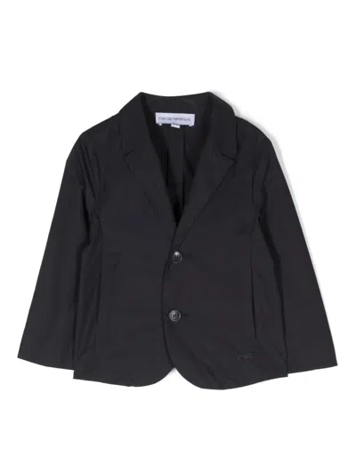 Emporio Armani Kids' Single-breasted Cotton Blazer In Blue