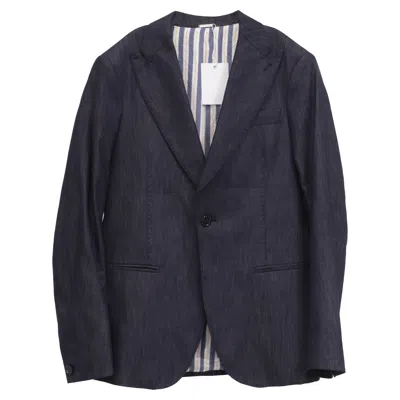 Emporio Armani Single-breasted Denim Blazer In Blue Cotton