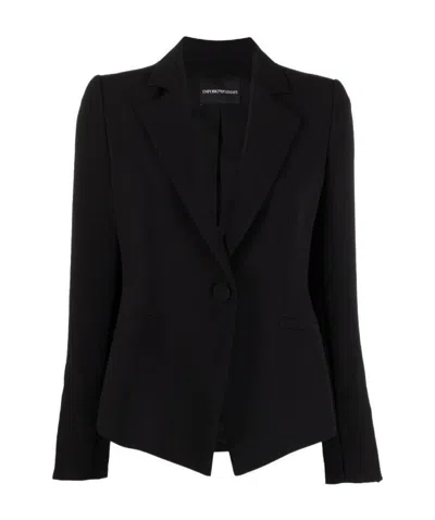 Emporio Armani Single-breasted Fitted Blazer In Black