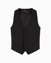 Emporio Armani Single-breasted Gilet In Compact, Two-way Stretch Canvas In Black