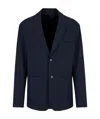 Emporio Armani Single-breasted Jacket In Nylon Seersucker In Black